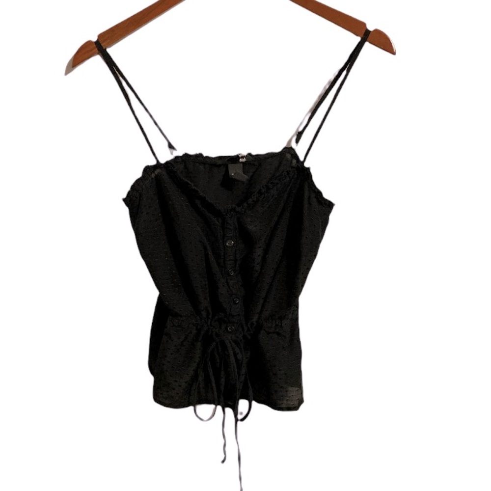 H&M Black Silk Peplum Black Top Size 6